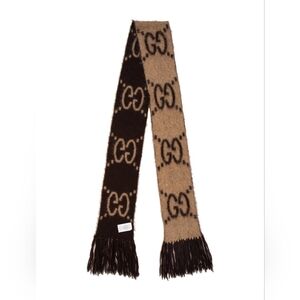 Luxury Brown Patterned Fringe Scarf